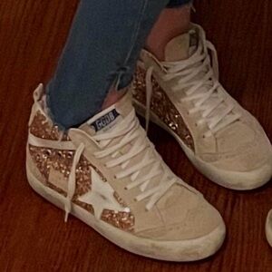Golden Goose Women's Beige and Glitter Sneakers